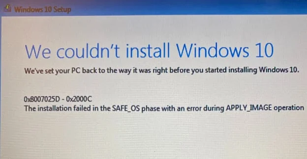 Oprava Windows 10: Instalace se nezdařila ve fázi Safe_OS