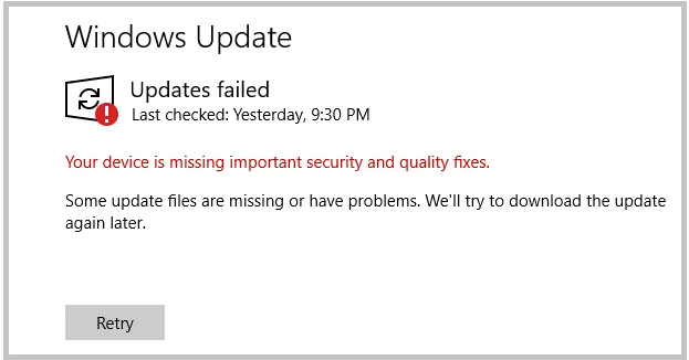 Windows 10: Zařízení chybí důležité aktualizace