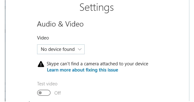 Skype: Не мога да намеря камера, прикрепена към вашето устройство