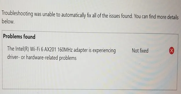 Виправте проблеми з драйвером або апаратним забезпеченням Intel WI-FI 6 AX201