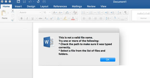 Office 365: ім’я файлу недійсне під час збереження
