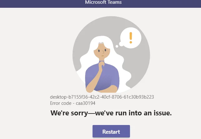Усунення несправностей з кодом помилки Microsoft Teams caa30194
