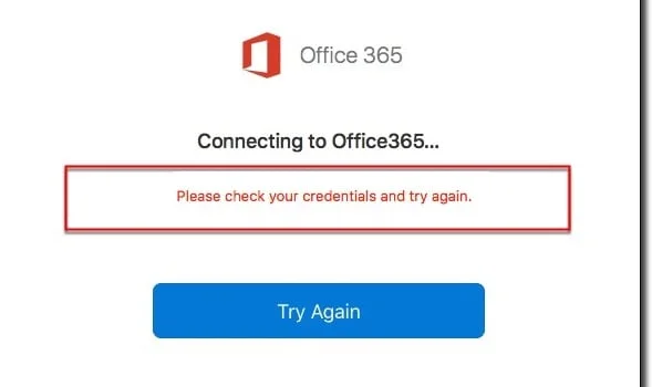 Office 365: Nelze ověřit vaše přihlašovací údaje