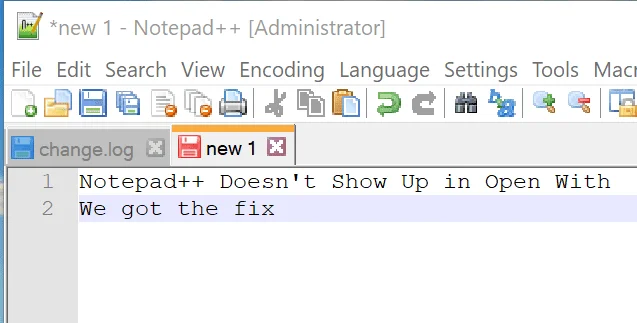 Поправете, че Notepad++ не се показва в Open With