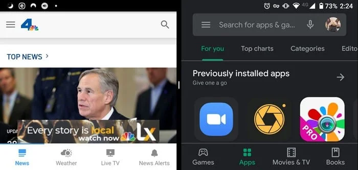 Android 10: Как да включите многозадачността на разделен екран