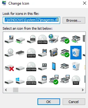 Windows 10: зміна піктограми кошика