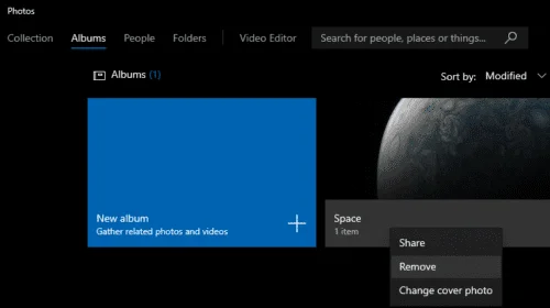 Windows 10: Album eltávolítása a Fotók alkalmazásban