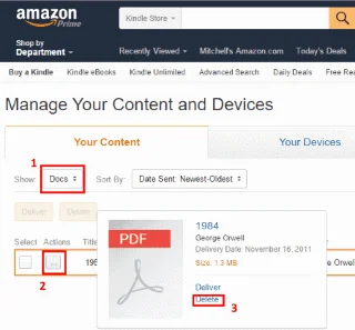 Как да изтриете книги и документи от Kindle Fire HD8 и HD10