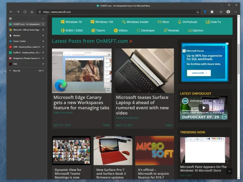 Jak zapnout svislé karty v Microsoft Edge pro rychlejší procházení