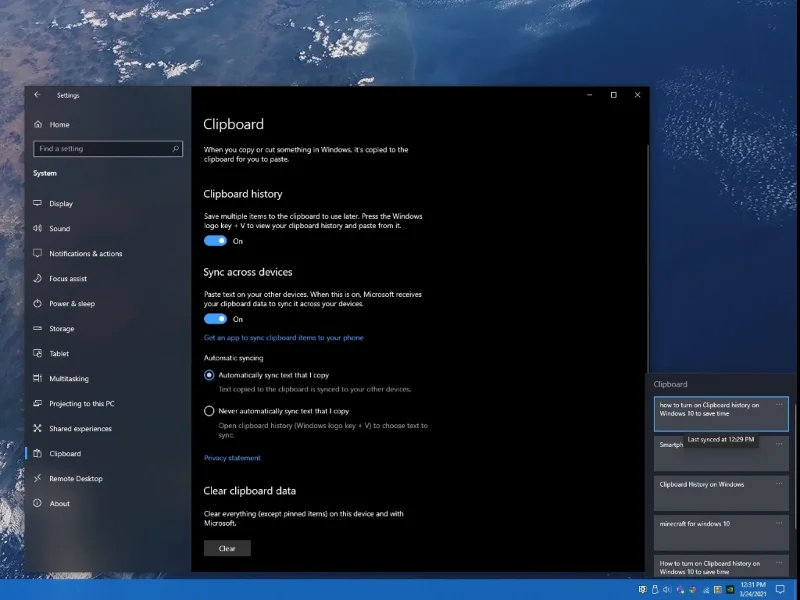 Как да включите историята на клипборда в Windows 10, за да спестите време