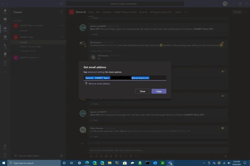 Как да изпратите имейл до канал на Microsoft Teams
