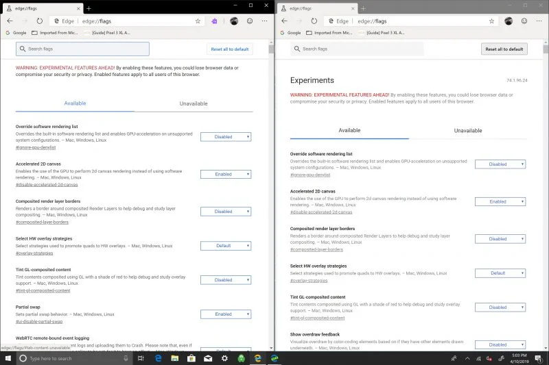 Jak získat přístup k nabídce Edge://flags v sestaveních Edge Insider