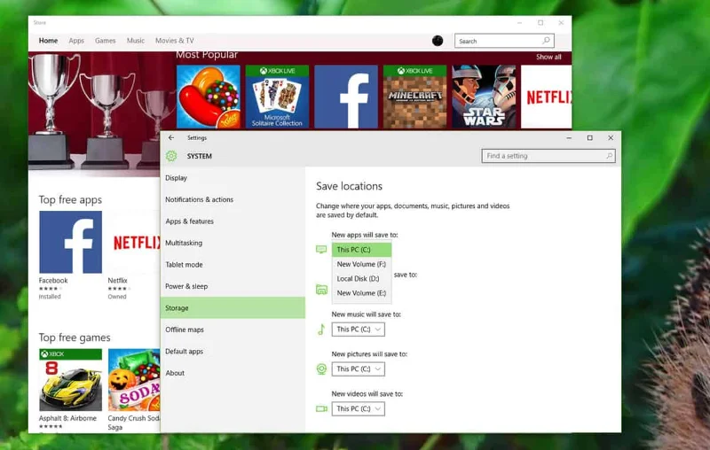 Windows 10: Sovellusten tallentaminen erilliselle kiintolevylle