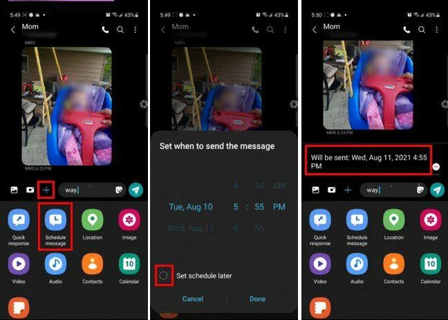 Jak naplánovat textovou zprávu na později – Galaxy S21