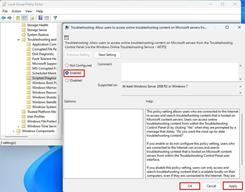 Як виправити помилку «Онлайн-служба усунення несправностей вимкнено» у Windows