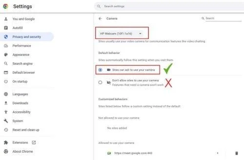 Как да коригирам Google Meet, който не може да получи достъп до камерата