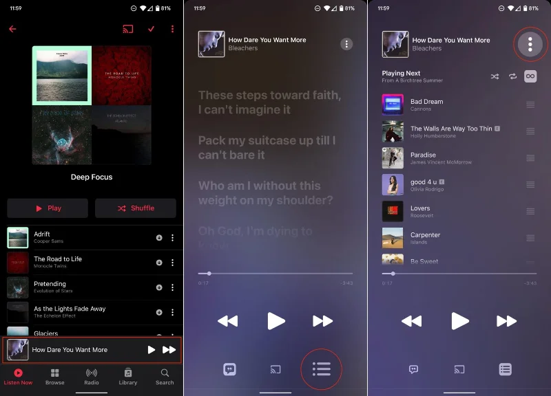 Kako nastaviti časovnik za izklop v Apple Music v sistemu Android