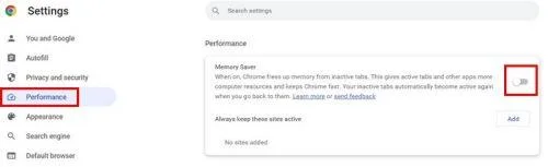 Chrome: Как да включите разделите за запазване на паметта
