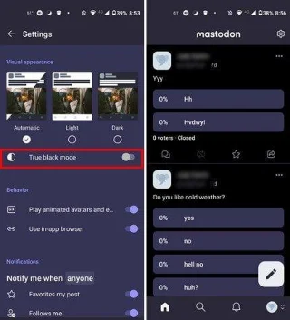 Mastodon: kaip įjungti arba išjungti tamsųjį režimą