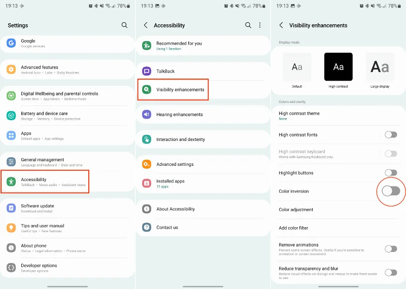 Як інвертувати кольори на Android