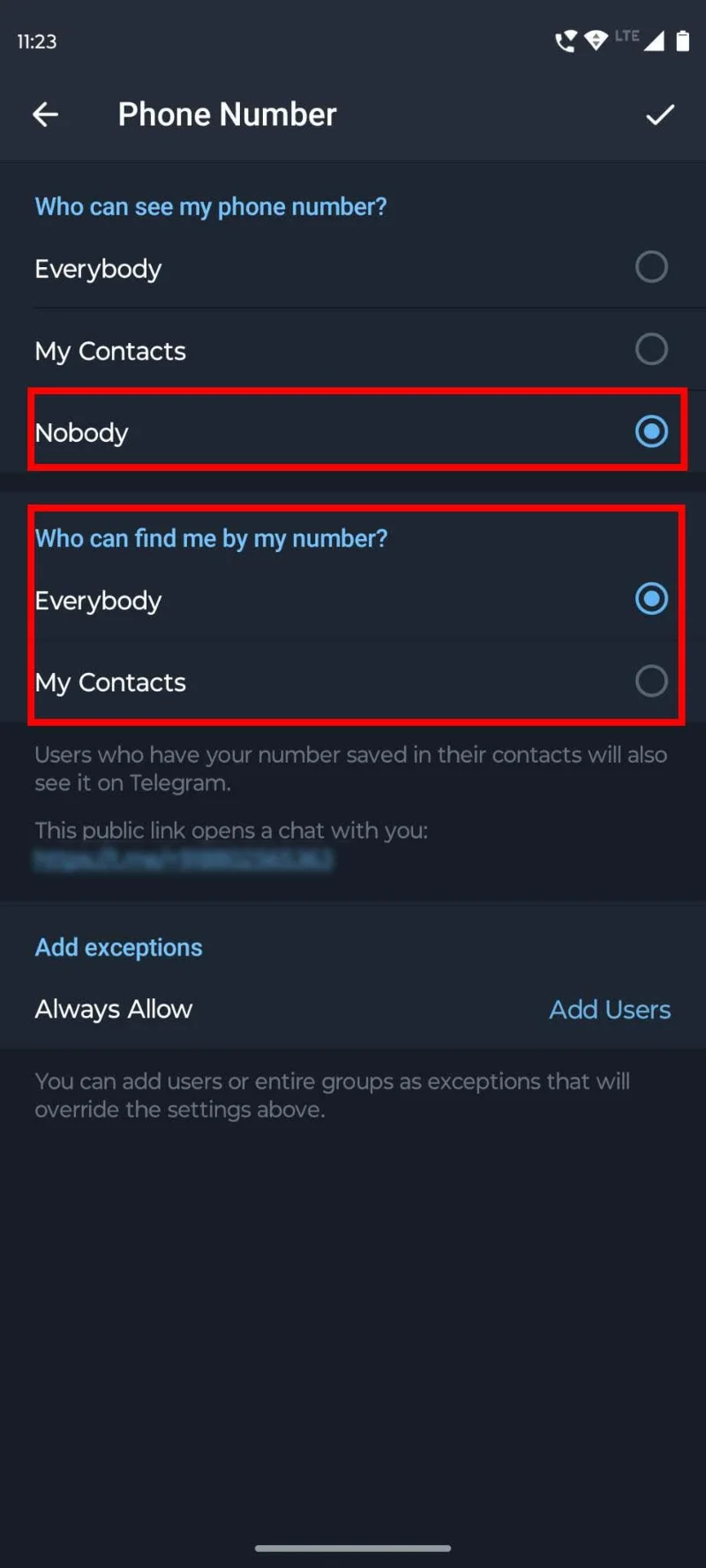 Hur man döljer telegramnummer från andra