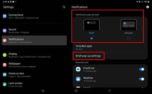 Samsung Galaxy Tab S5e – teavituste kohandamine