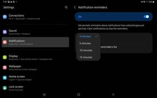 Samsung Galaxy Tab S5e – teavituste kohandamine