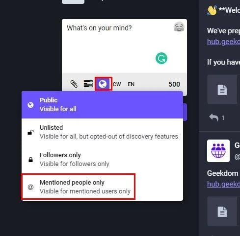 Mastodon: Как да изпратите DM на някого