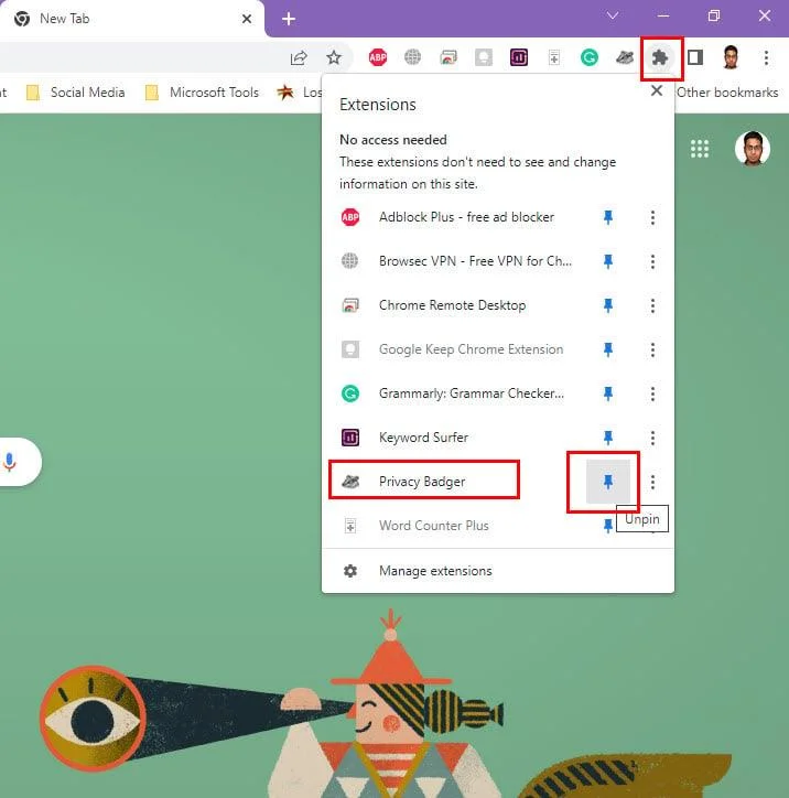 Kuidas kasutada Privacy Badger Chrome'i laiendust veebijälgijate peatamiseks
