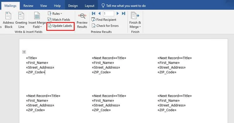 Hur man skriver ut etiketter från Excel med MS Word Mail Merge
