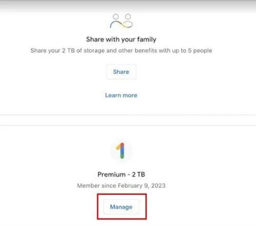 Como cancelar a túa subscrición a Google One