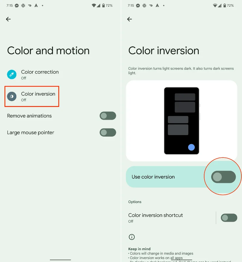 Як інвертувати кольори на Android