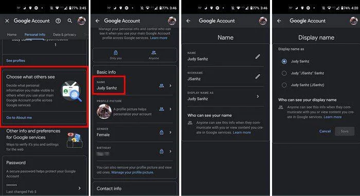Как да промените името си в Google