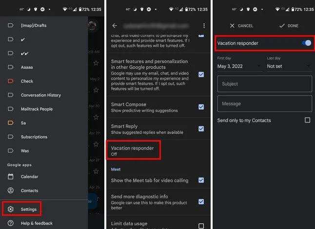Как да настроите отговор при ваканция в Gmail