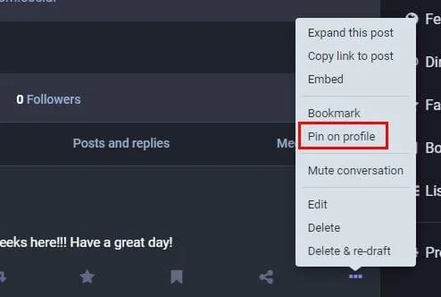 Hogyan rögzítsünk bejegyzést a Mastodonban