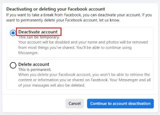 Деактивиране на Facebook срещу. Изтриване: Кое да изберете и кога?