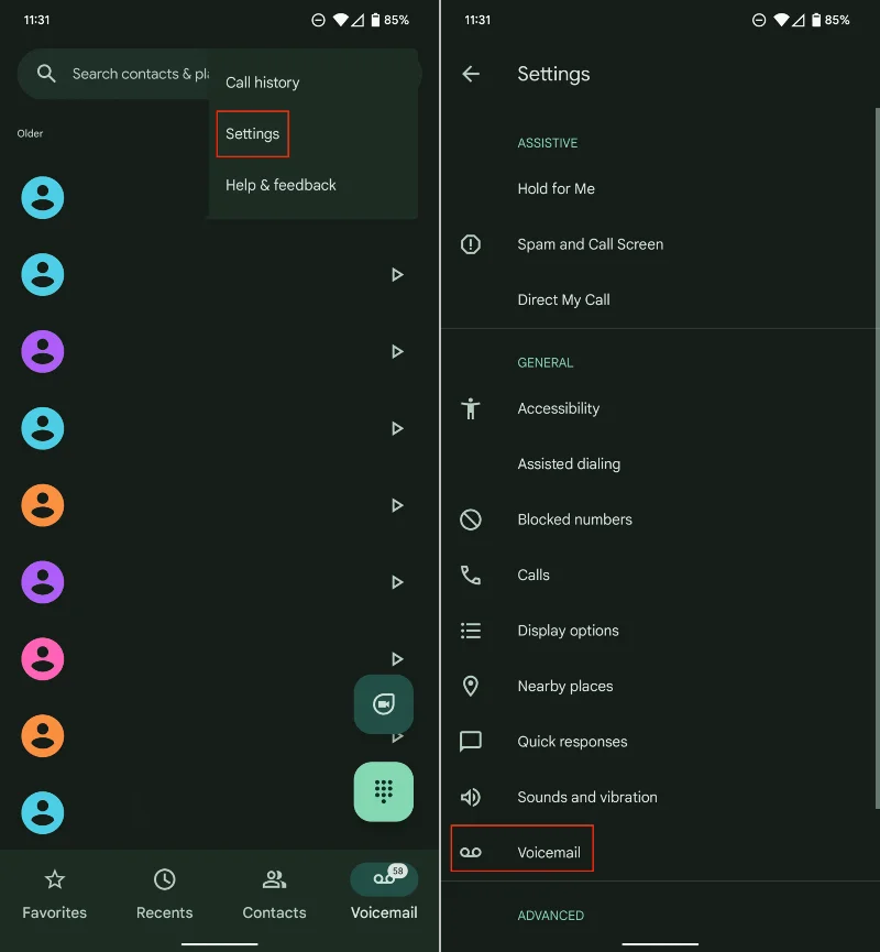 Hur man ställer in röstbrevlåda på Android