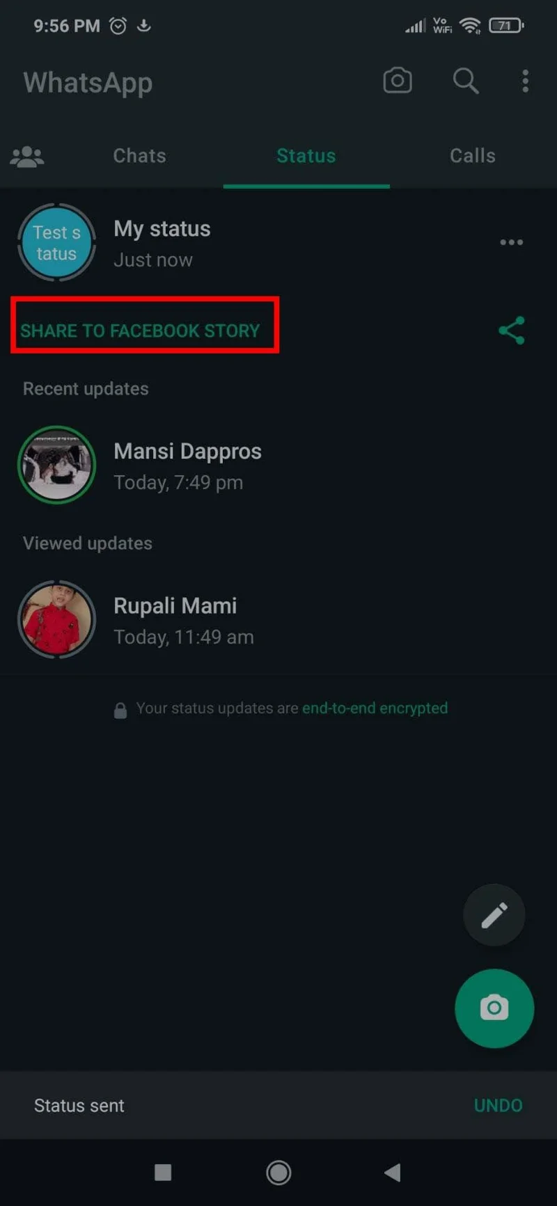 Как да споделяте статус на WhatsApp във Facebook Story