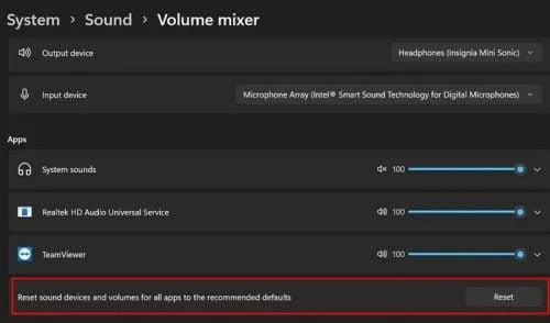 Como restablecer a configuración de audio para Windows 11