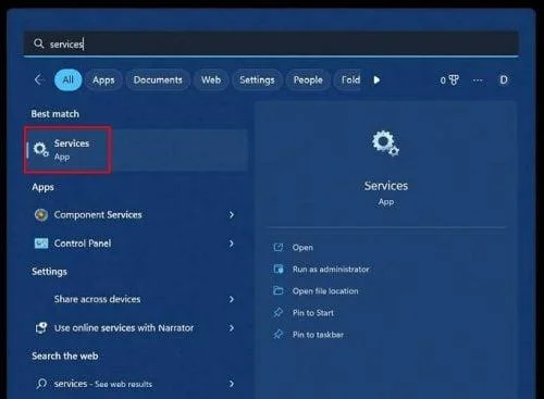 Como abrir servizos en Windows 11