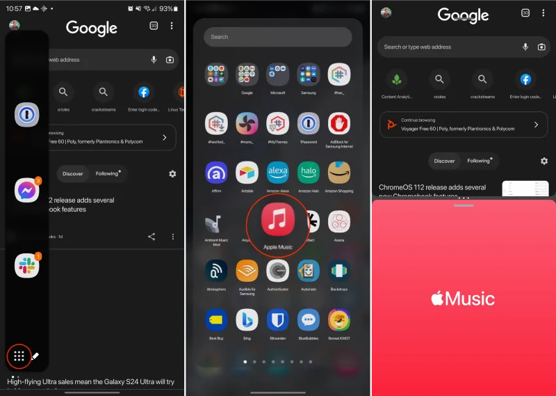 Como activar a pantalla dividida ou a fiestra múltiple no Galaxy S23
