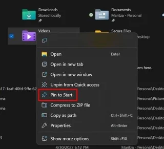 Windows 11: Jak připnout soubor nebo složku do nabídky Start