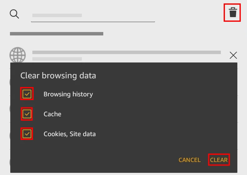 Amazon Fire: очистіть кеш браузера, історію або файли cookie