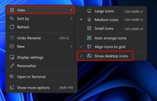 Сховати значки на робочому столі Windows 11