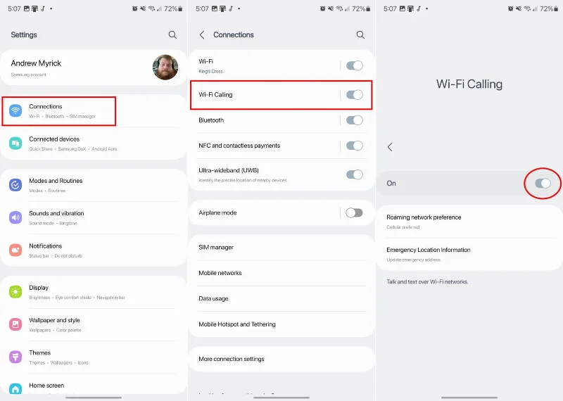 Galaxy S23: Povolte/zakažte volání přes Wi-Fi