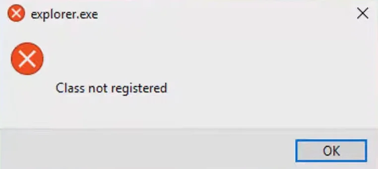 Az Explorer.exe: Osztály nem regisztrált hibája a Windows 11 rendszerben