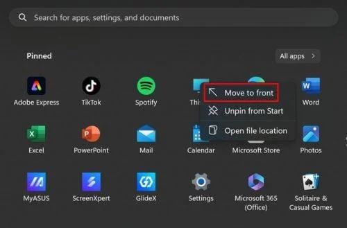 Ez a PC ikonnak rögzítése a Start menüben Windows 11-en
