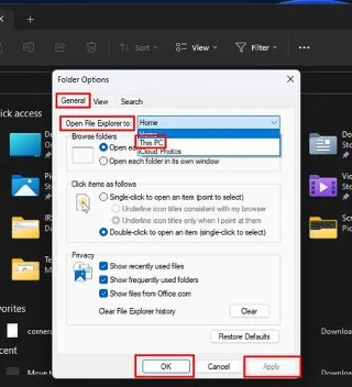 Параметри папки для цього ПК в Провіднику файлів для Windows 11