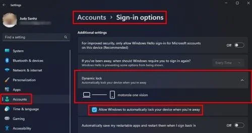 Corrixir o bloqueo dinámico que non funciona en Windows 11