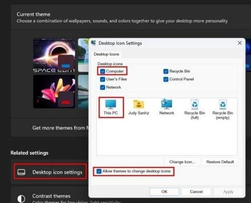 Налаштування значка ПК на робочому столі для Windows 11